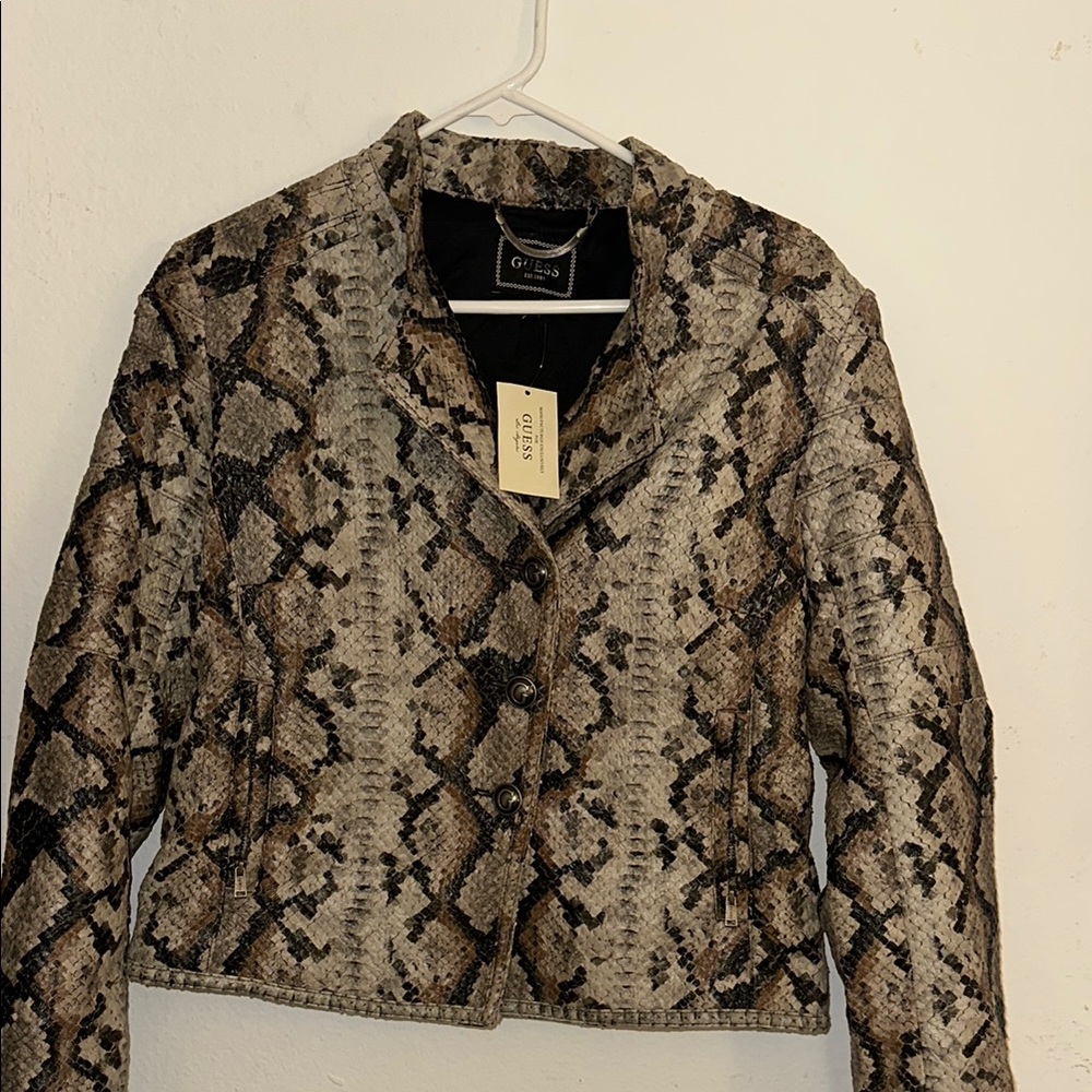 GUESS Snake Print Women's Jacket - Brown